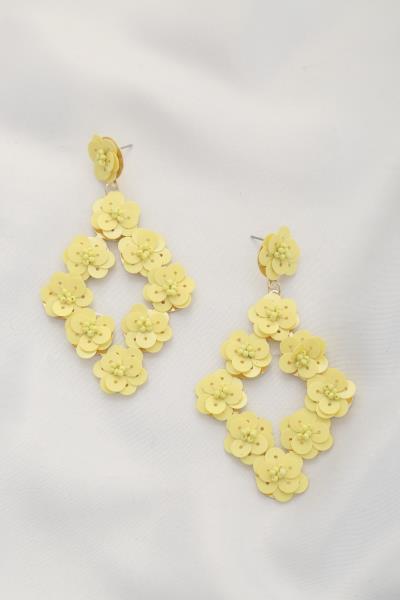 FLOWER PATTERN SEQUIN DANGLE EARRING