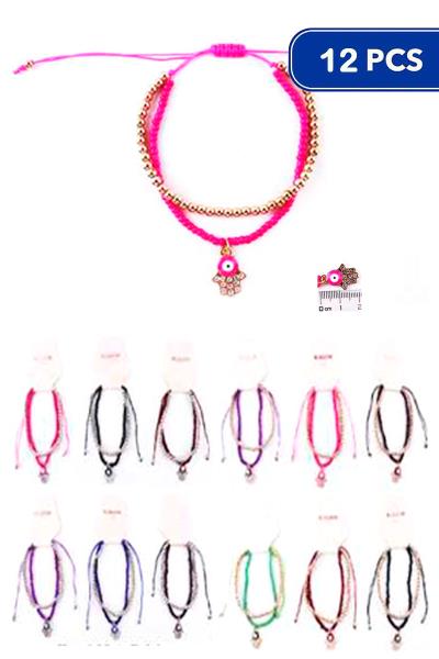 FASHION EVIL EYE BEAD THREAD BRACELET (12 UNITS)