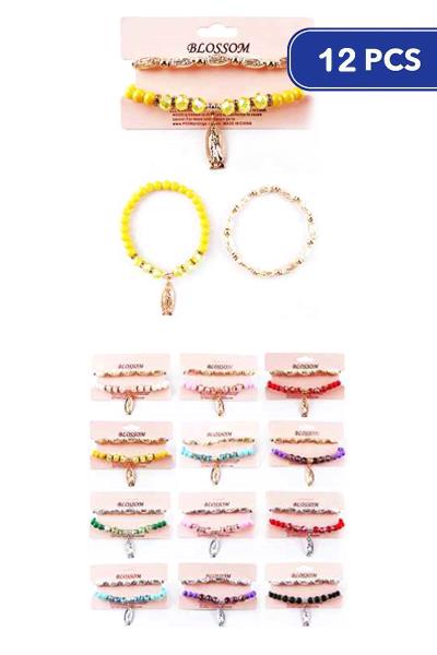 FASHION GLASS BEAD GUADALUPE BRACELET (12 UNITS)