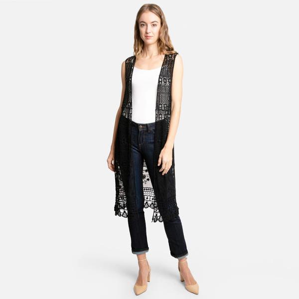 LONG FLORAL CROCHET VEST