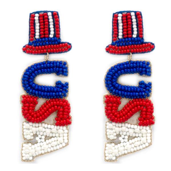 USA SEED BEAD DANGLE EARRING