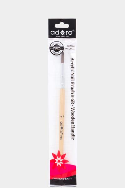 ADORO ACRYLIC NAIL BRUSH 6R WOODEN HANDLE
