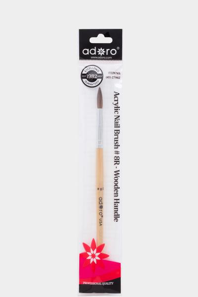 ADORO ACRYLIC NAIL BRUSH 8R WOODEN HANDLE