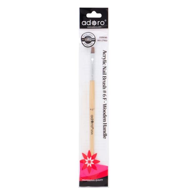 ADORO ACRYLIC NAIL BRUSH 6F WOODEN HANDLE