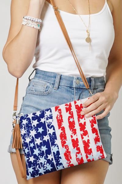 AMERICAN FLAG CROSSBODY/CLUTCH BAG