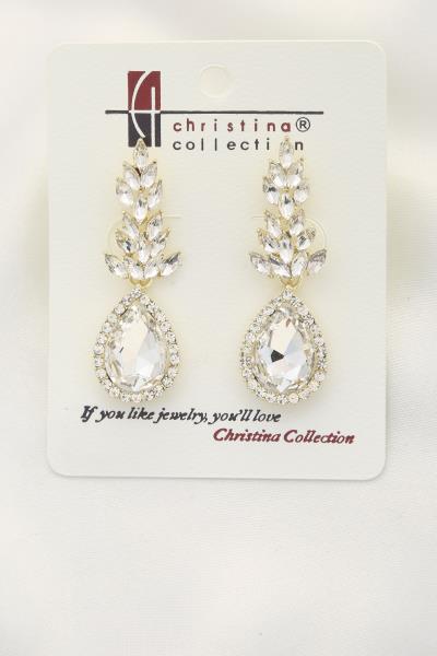 TEARDROP MARQUISE RHINESTONE DANGLE EARRING