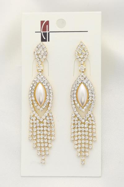 MARQUISE PEARL RHINESTONE PAVE DANGLE EARRING