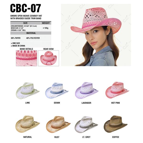 OMBRE OPEN WEAVE COWBOY HAT