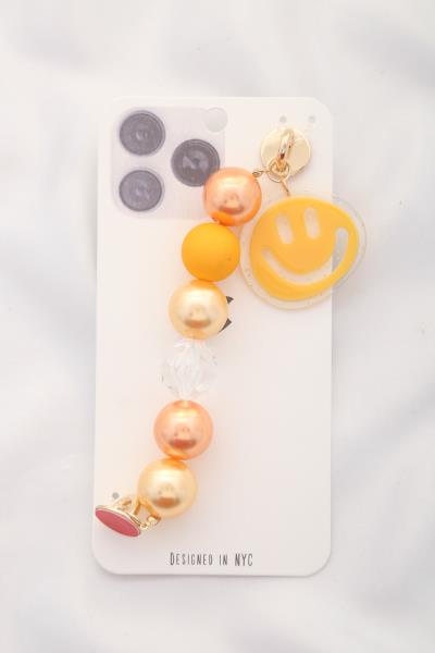 HAPPY FACE BEADED PHONE HOLDER