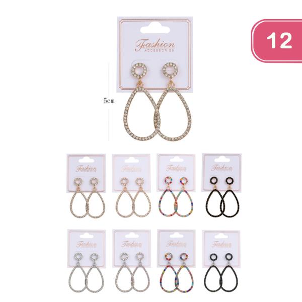 FASHION RHINESTONE TEARDROP DANGLE EARRING (12 UNITS)