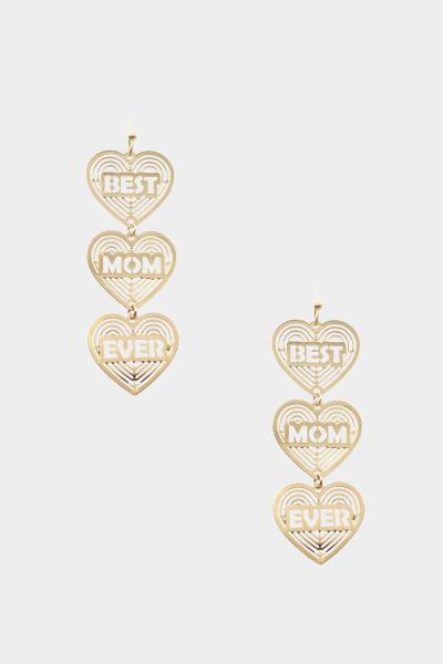 BEST MOM EVER HEART DANGLE EARRING