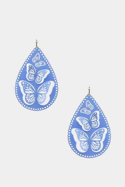 CUT OUT BUTTERFLY TEARDROP DANGLE EARRING