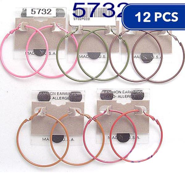 FASHION COLOR HOOP EARRING (12 UNITS)