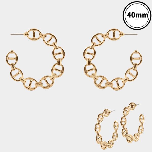 METAL LINK HOOP EARRING