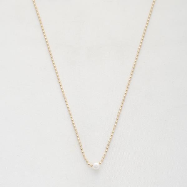 PEARL BEAD BALL LINK NECKLACE