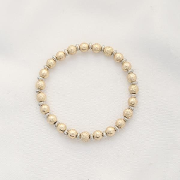 TEXTURE BEAD METAL DISC BRACELET