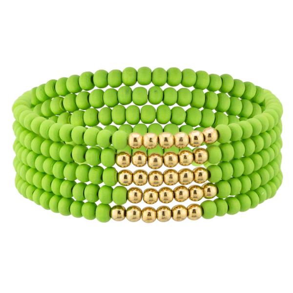 BALL WOOD BEAD BRACELET SET