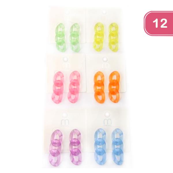 FASHION COLOR LINK DROP EARRING (12 UNITS)