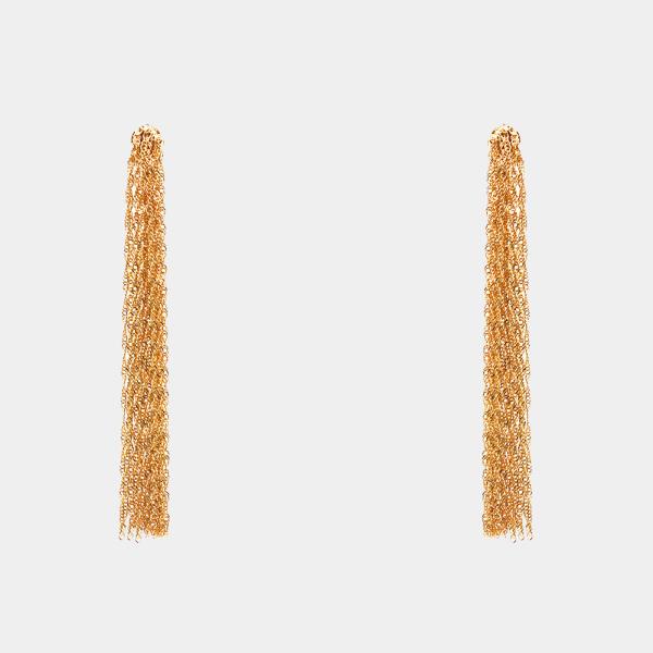 METAL CHAIN TASSEL DANGLE EARRING