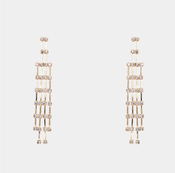 CRYSTAL METAL DANGLE EARRING