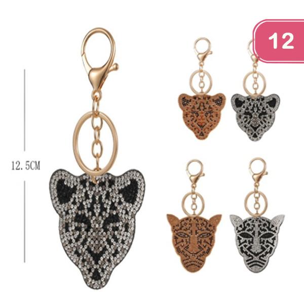 FASHION RHINESTONE JAGUAR KEYCHAIN (12 UNITS)