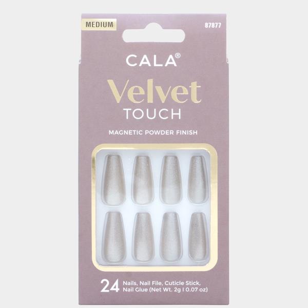 CALA VELVET TOUCH MAGNETIC POWDER FINISH MEDIUM DARK GLITTER NAILS SET