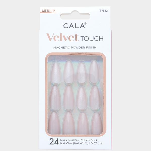 CALA VELVET TOUCH MAGNETIC POWDER FINISH MEDIUM PINK GLITTER NAILS SET
