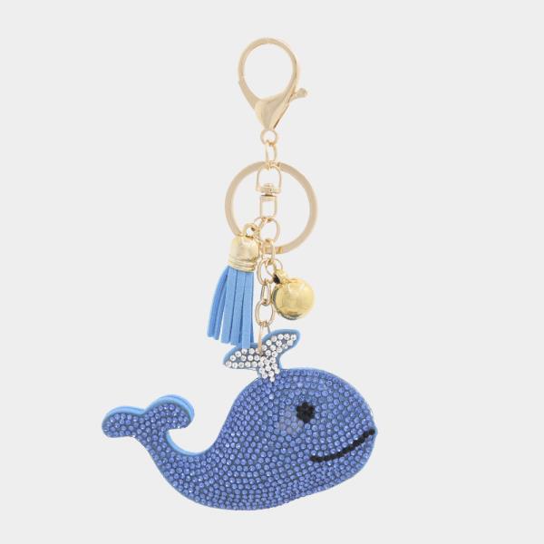 RHINESTONE WHALE TASSEL KEY CHAIN