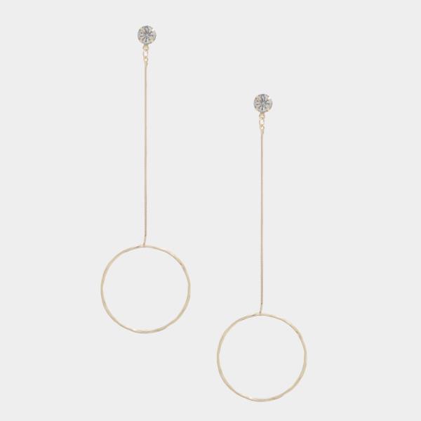 METAL BAR ROUND DANGLE EARRING