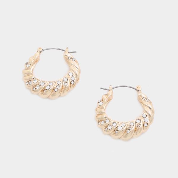 CROISSANT CRYSTAL METAL EARRING