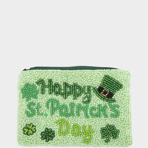 SEED BEAD SAINT PATRICKS DAY COIN PURSE