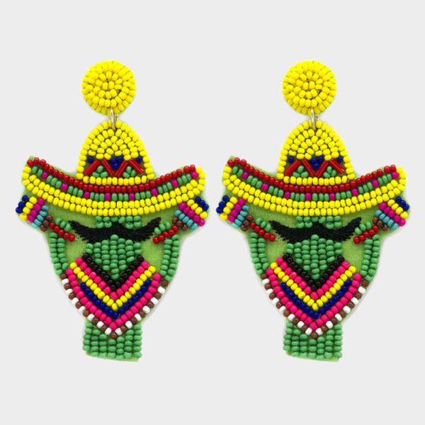 SEED BEAD SOMBRERO DANGLE EARRING