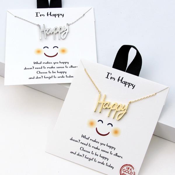 18K GOLD RHODIUM DIPPED I’M HAPPY NECKLACE