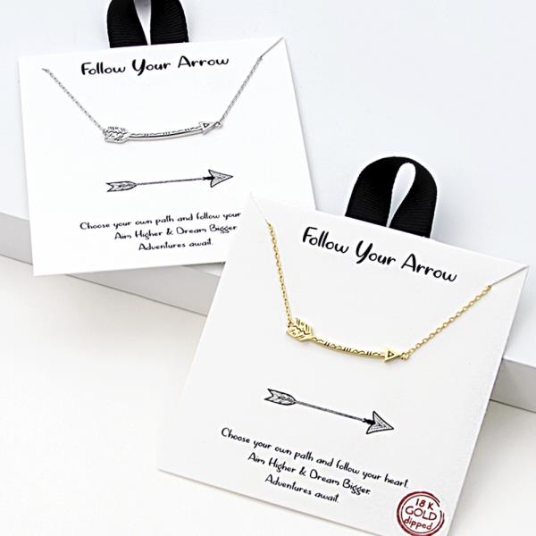 18K GOLD RHODIUM DIPPED FOLLOW YOUR ARROW NECKLACE