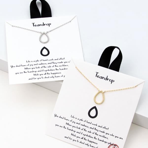 18K GOLD RHODIUM DIPPED TEARDROP NECKLACE