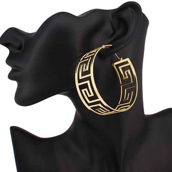 GREEK PATTERN HOOP EARRING