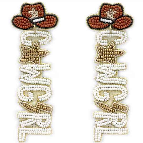 SEED BEAD COWGIRL DANGLE EARRING