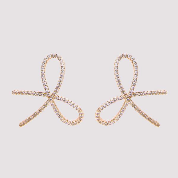 CZ SIDEWAYS BOW EARRING