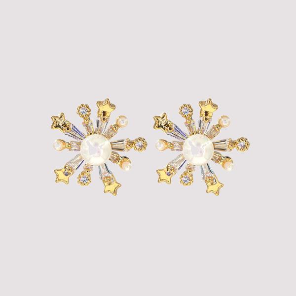 CZ STARBURST POST EARRING