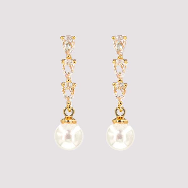 CZ PEARL DROP EARRING