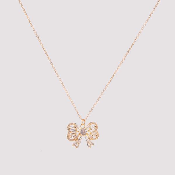 CZ DAINTY BOW NECKLACE