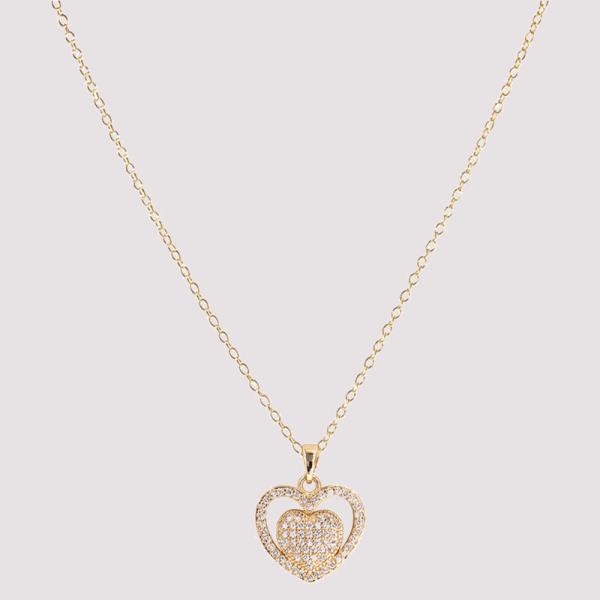 CZ DOUBLE HEART NECKLACE