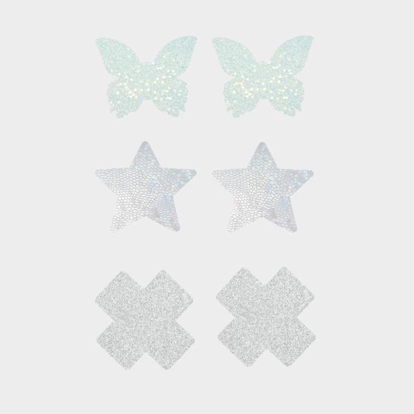 STAR BUTTERFLY GLITTER X 3 PAIR PASTIE SET
