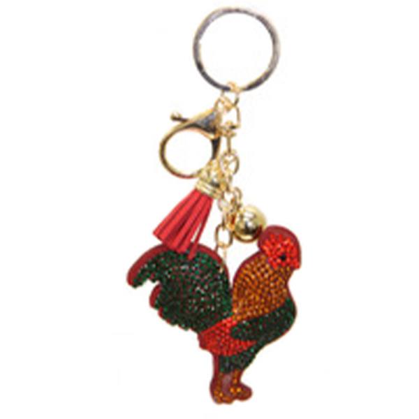RHINESTONE CHICKEN KEYCHAIN