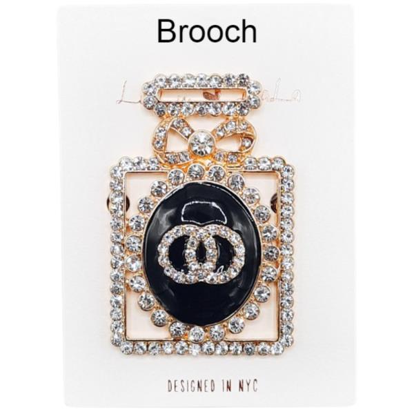 PERFUME BOTTLE DOUBLE CIRCLE BROOCH