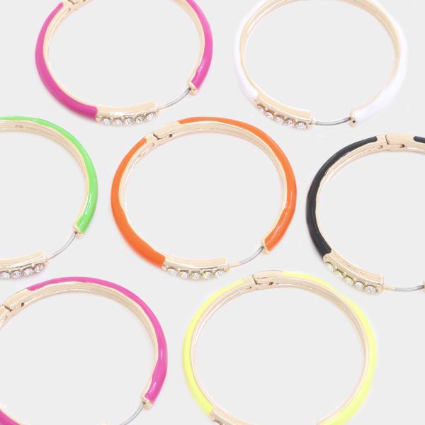 COLOR ENAMEL METAL HOOP EARRING