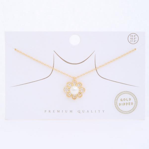 GOLD DIPPED FLOWER PENDANT DAINTY NECKLACE