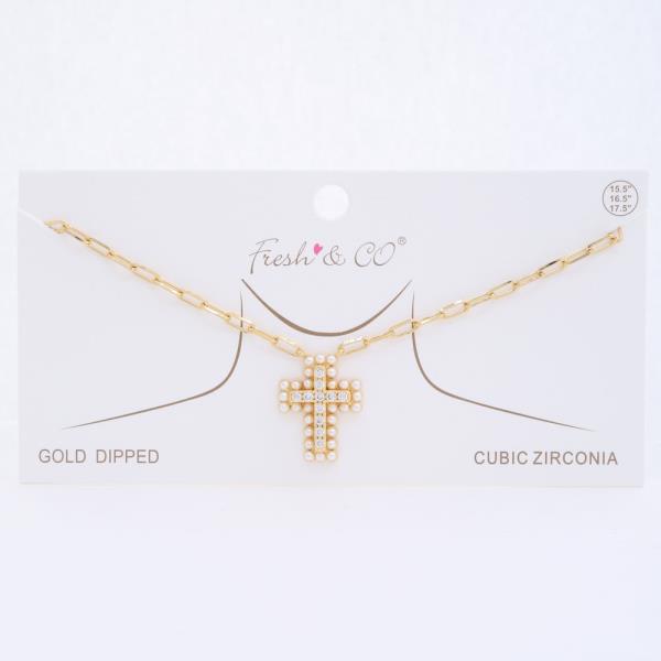 GOLD DIPPED CROSS PENDANT DAINTY NECKLACE