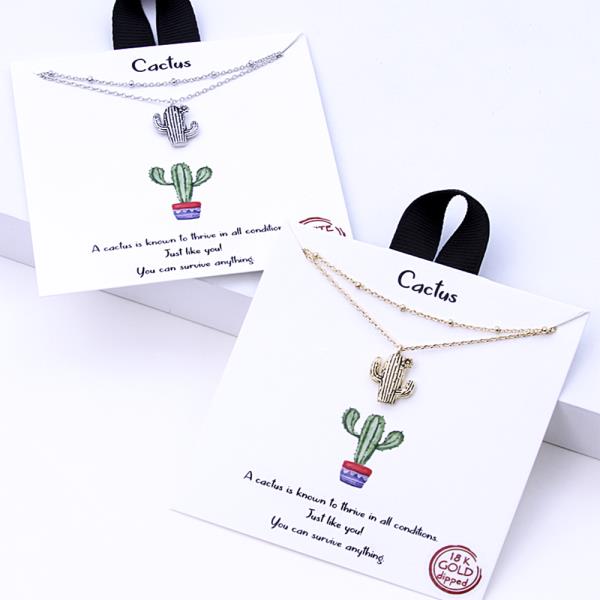 18K GOLD RHODIUM DIPPED CACTUS NECKLACE