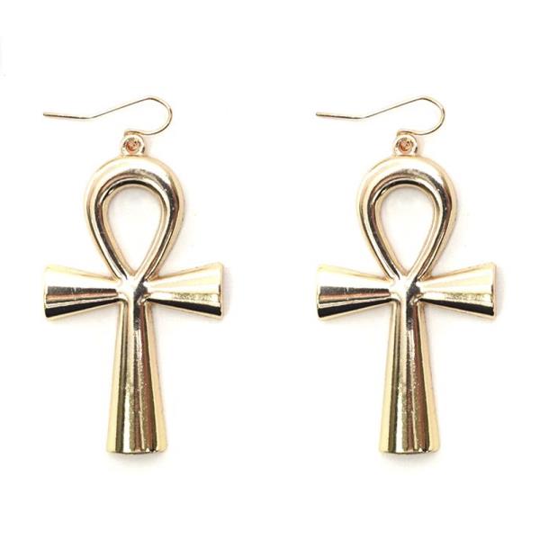 METAL EGYPTION CROSS DROP EARRING